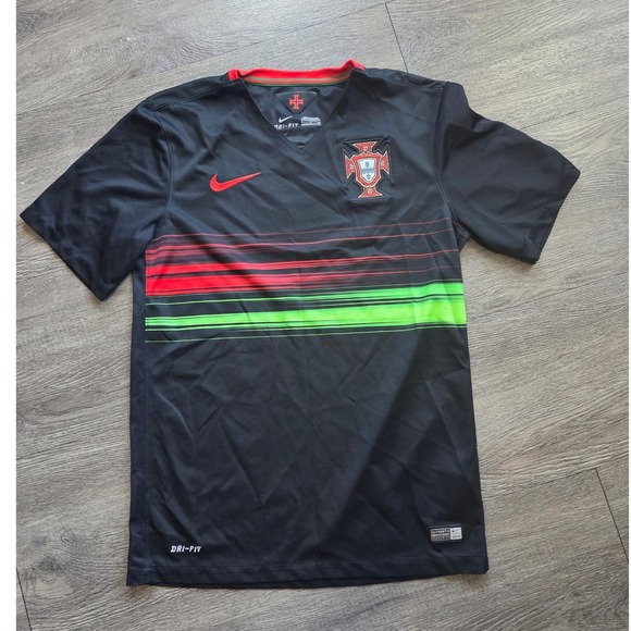 Nike Other - Nike Portugal Soccer Jersey Mens Small Black 2015/2016 Away Dri-FIT Striped